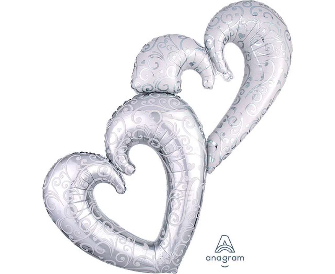 Foil balloon- Interlocking Hearts, packed, 1pc EOL