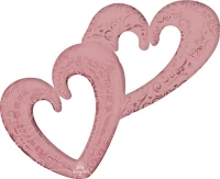Foil balloon- Rose gold, Interlocking Hearts, packed, 1pc EOL