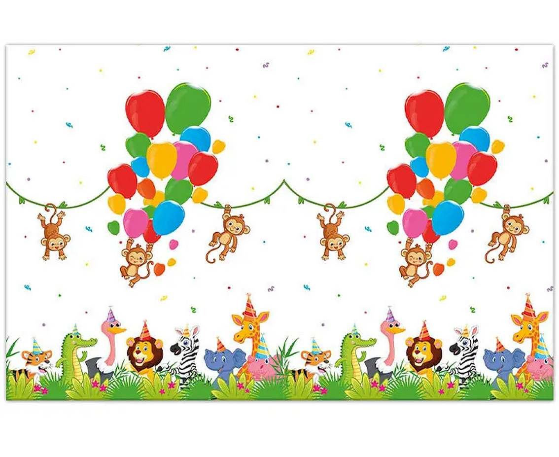 Plastic Tablecover 10x180 cm Jungle Balloons