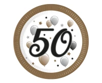 Paper plates Milestone 50 Birthday, 23 cm, 8 pcs.