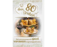80th Birthday Card, Cake, 13x20,5 cm
