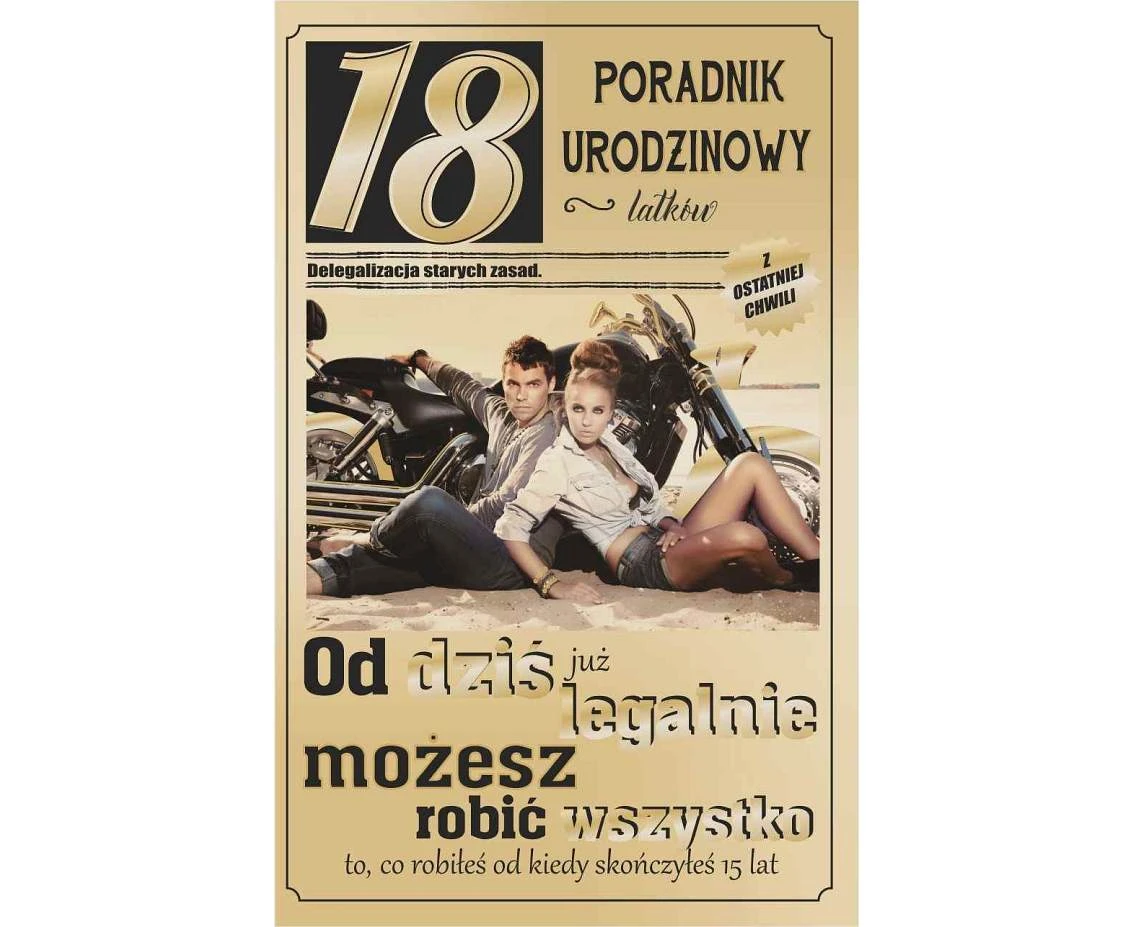 Birthday Card 18th Birthday, Couple with Motorcycle, 13x20.5 cm