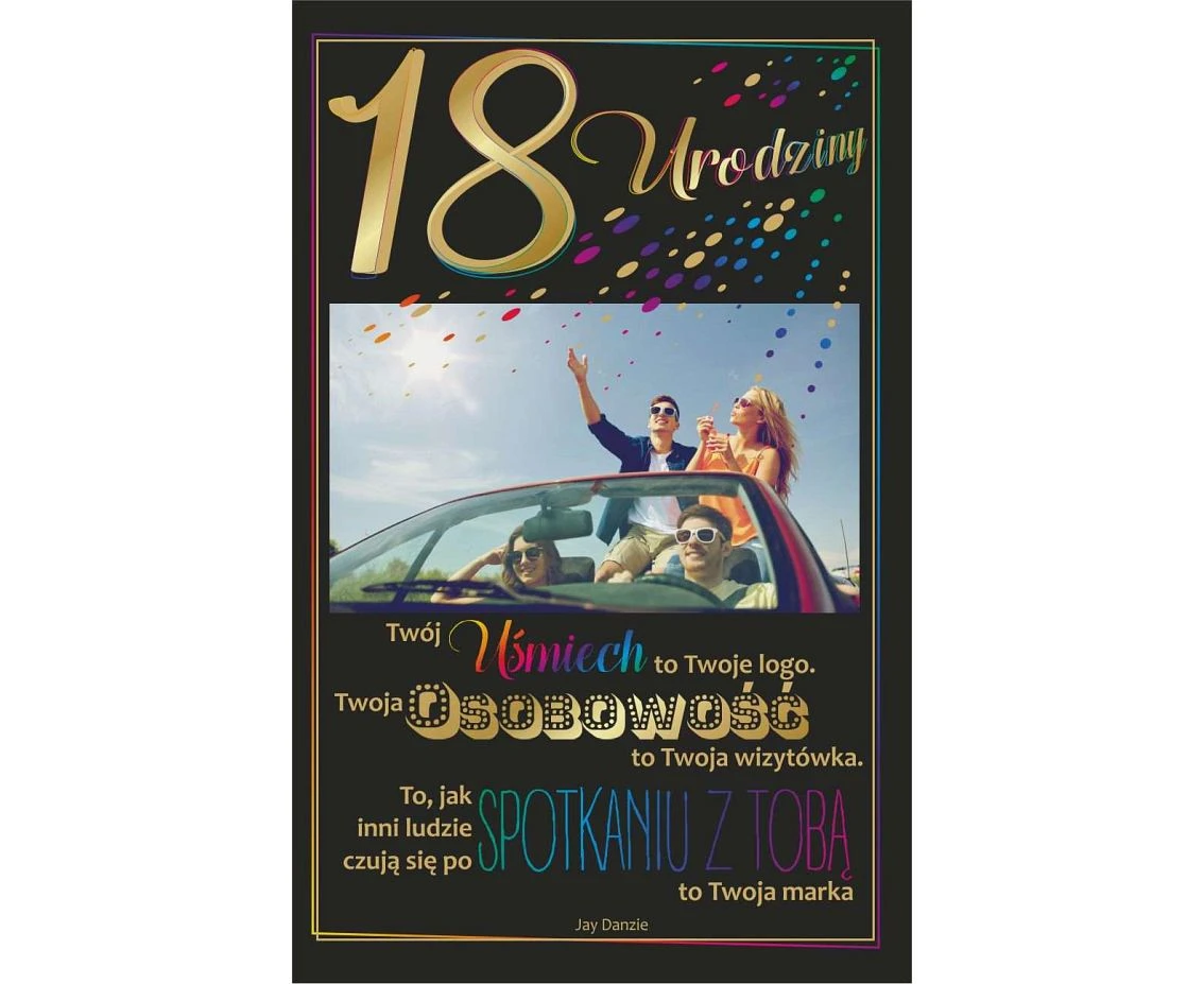 Greeting card 18th Birthday, Friends in the car, 13x20,5 cm