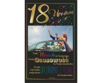 Greeting card 18th Birthday, Friends in the car, 13x20,5 cm