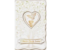 Card for Baptism, Dove in a heart, 13x20,5 cm