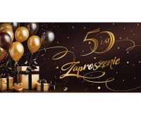 Invitation for 50th Birthday, Balloons, gifts, 17x8,5 cm, 10 pcs.
