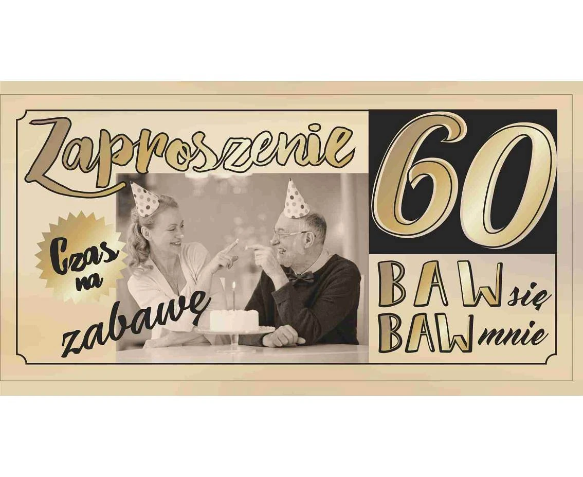 Invitation for 60th Birthday, Couple, 17x8,5 cm, 10 pcs.