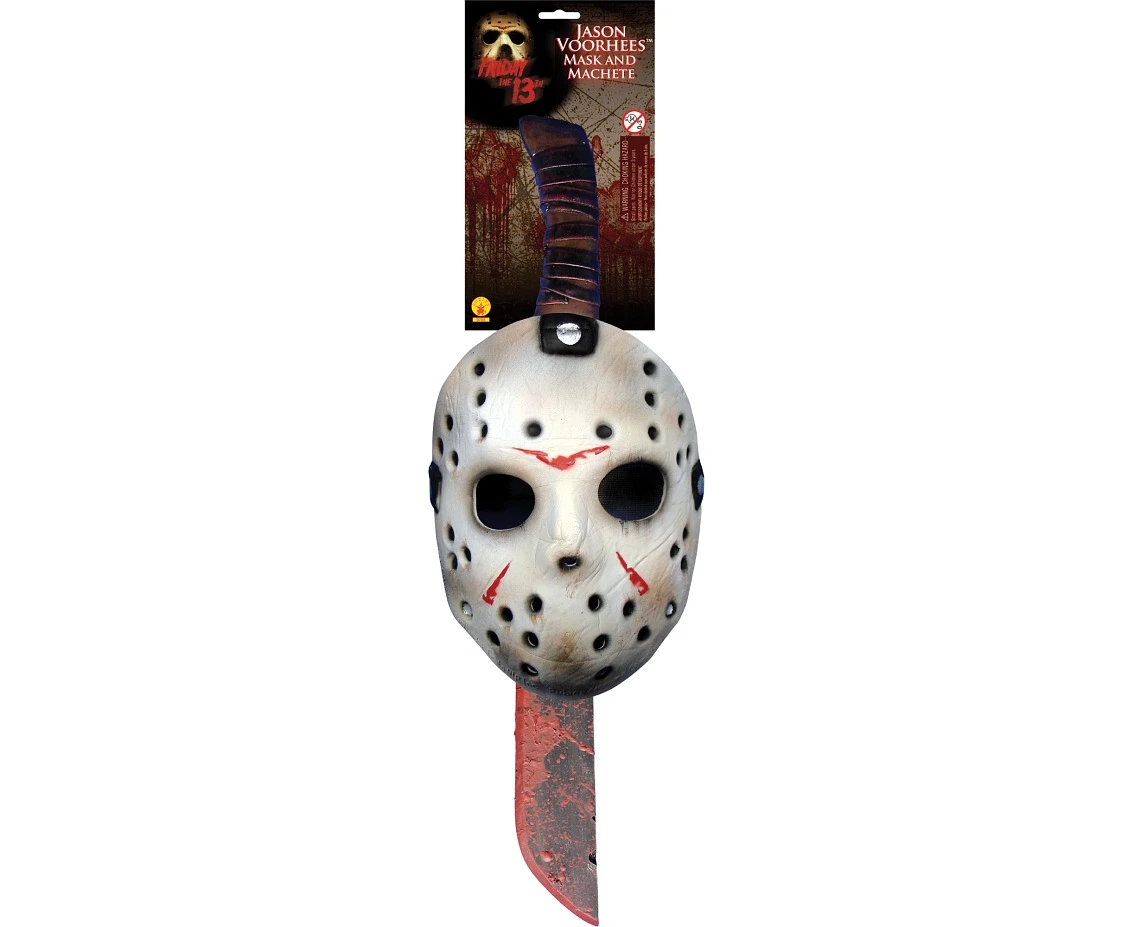 Set for adult Jason mask and machete, one size