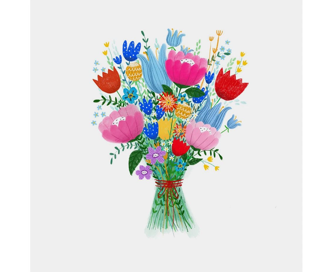 Greeting card Karnet kw FLOWERS BOUQUET, 1 pc.