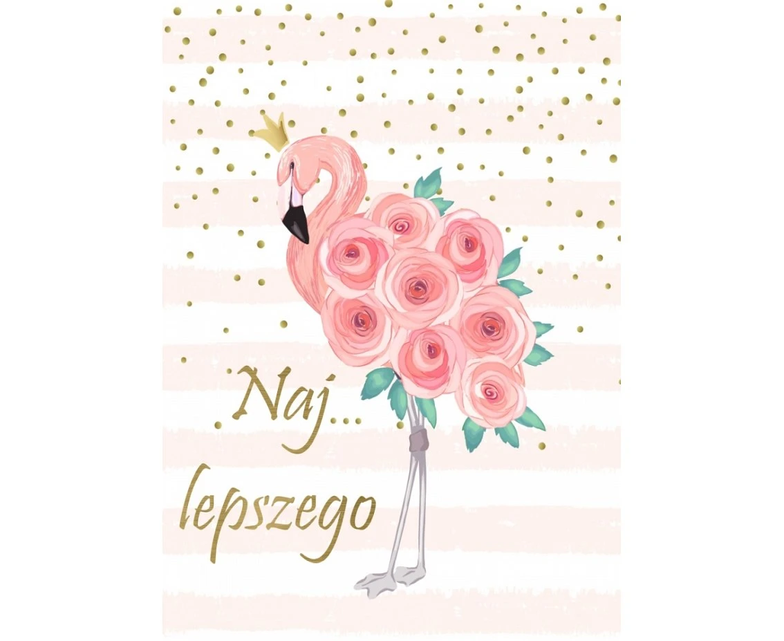 Greeting card b6 flamingo in roses, 1 pc.