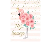 Greeting card b6 flamingo in roses, 1 pc.