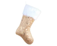 Christmas sock, gold, with gold reindeer, 49x22 cm