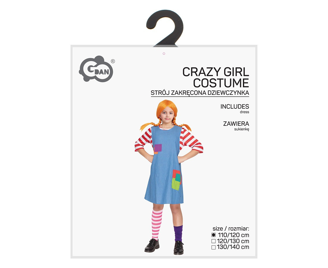 Costume for kids Crazy Girl (dress) size 110/120 cm
