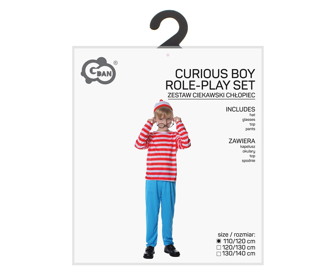 Role play-set for kids Curious Boy (hat, glasses, top, pants) size 110/120 cm