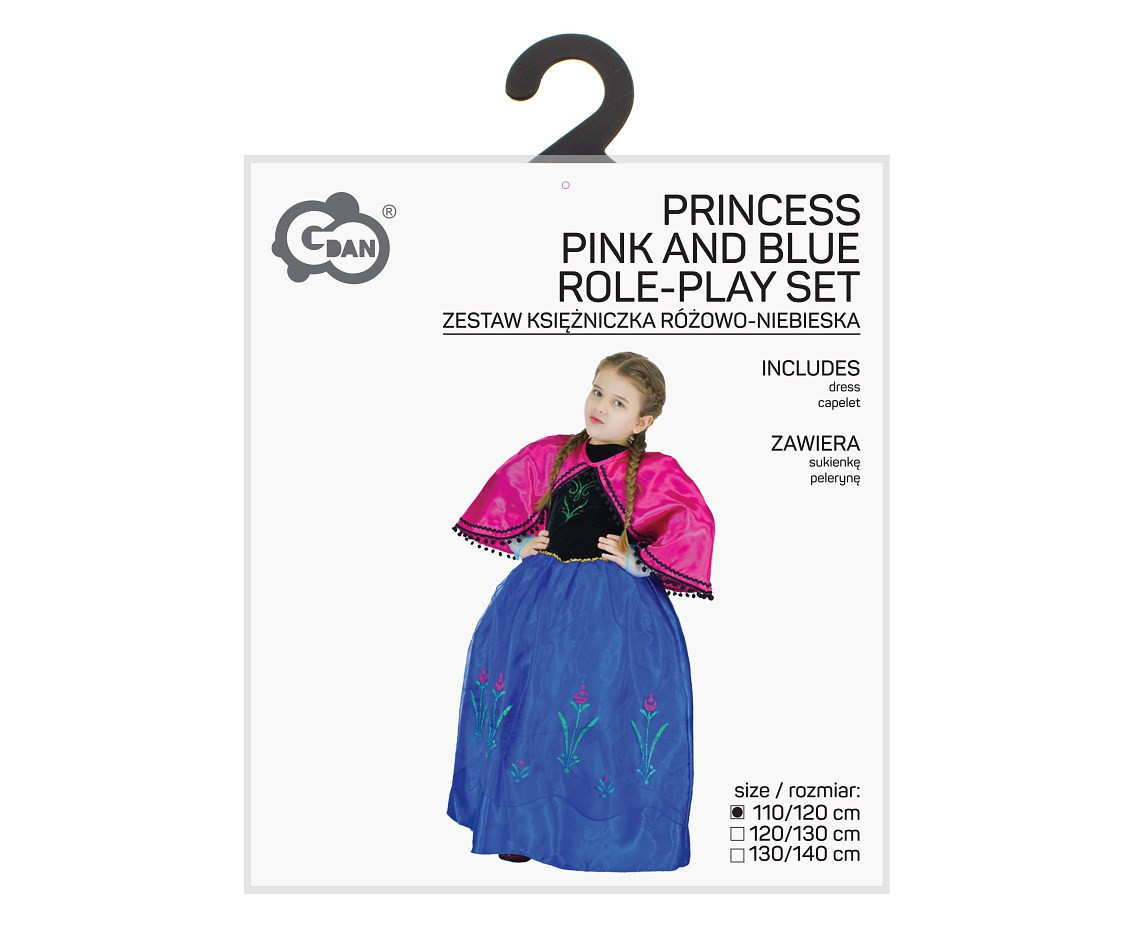 Role play-set for kids Princess pink and blue (dress, capelet) size 110/120 cm