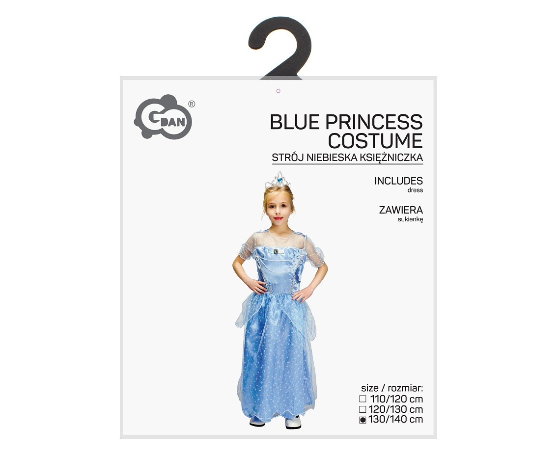 Costume for kids Blue Princess (dress) size 130/140 cm