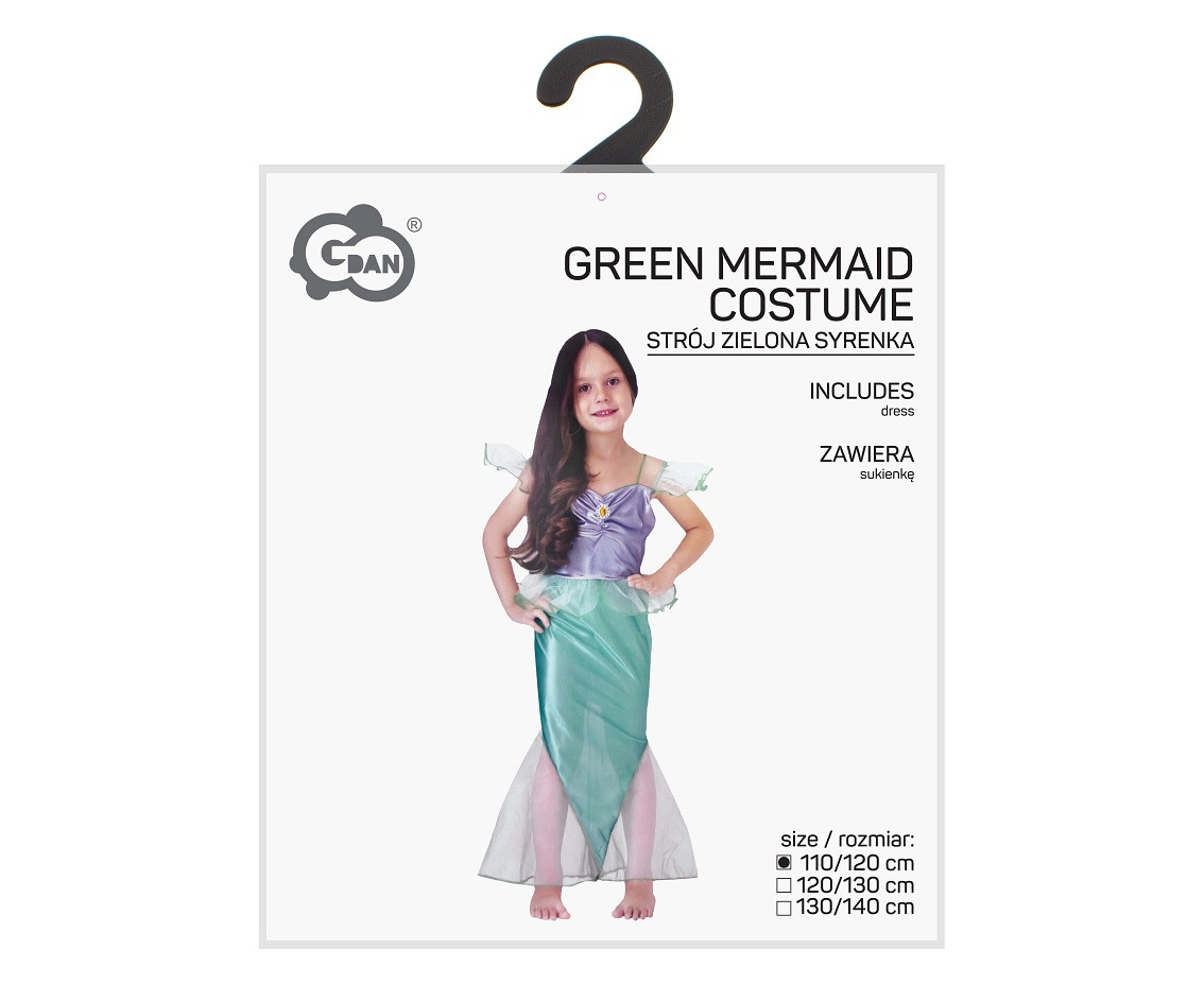 Costume for kids Green Mermaid (dress) size 110/120 cm