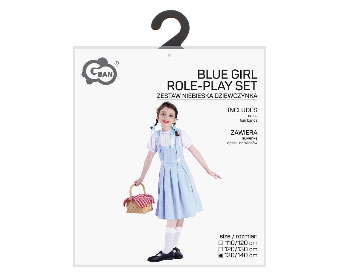 Role play-set for kids Blue girl (dress, hair ribbons 2 pcs) size 130/140 cm
