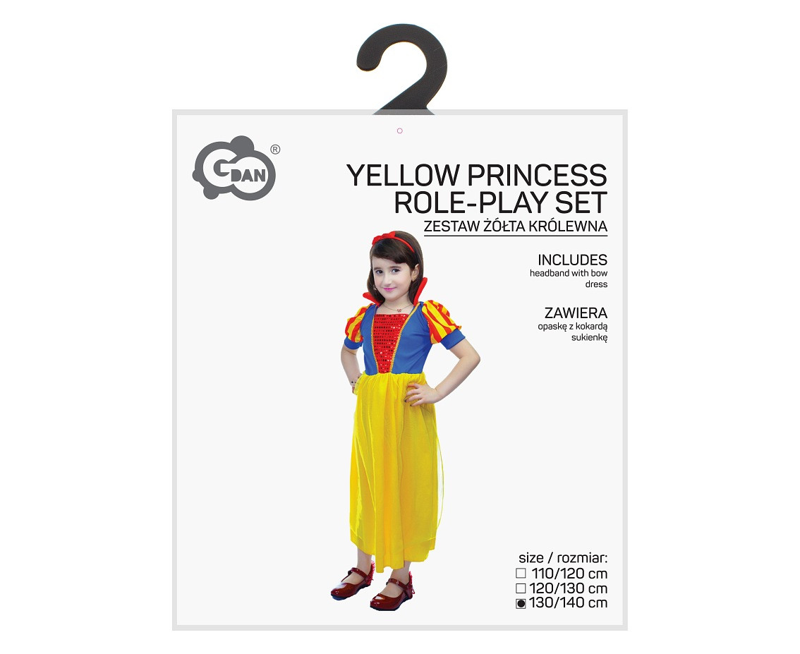 Role play-set for kids Yellow princess (headband with bow, dress) size 130/140 cm
