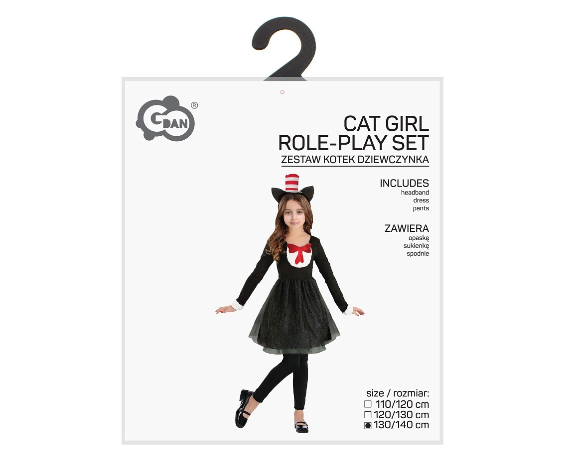 Role play-set for kids Cat girl (headband, dress, pants) size 130/140 cm