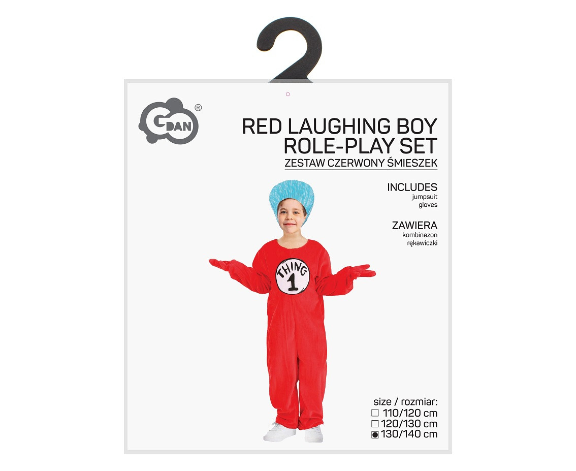 Role play-set for kids Red laughing boy (jumpsuit, gloves) size 130/140 cm