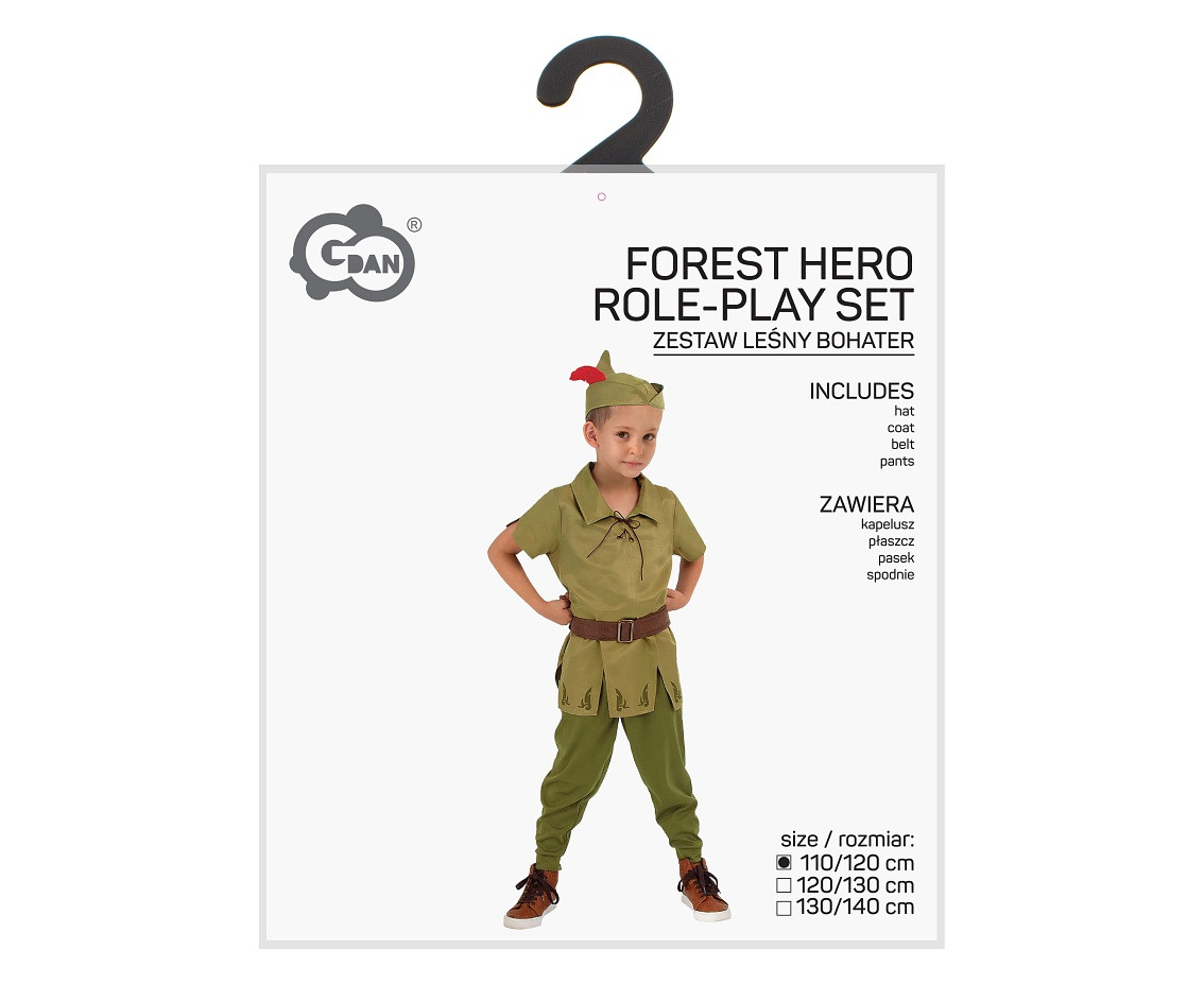 Role play-set for kids Forest hero (hat, belt, shirt, pants) size 110/120 cm
