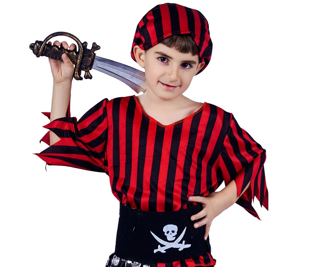 Role play-set for kids Pirate (headband, coat, belt, pants) size 130/140 cm