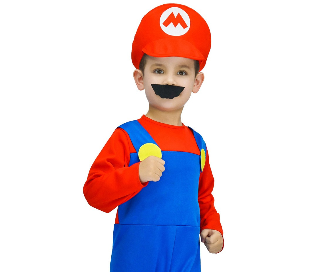 Role play-set for kids Red plumber (hat, overalls) size 110/120 cm