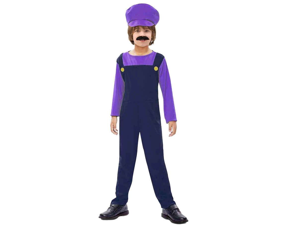 Role play-set for kids Purple plumber (cap, overalls) size 130/140 cm