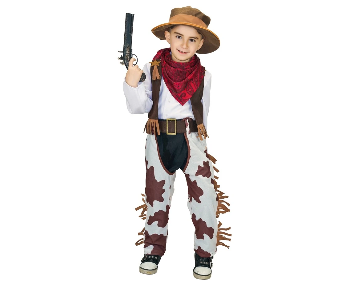 Role play-set for kids Cowboy (vest, pants, scarf, hat, belt) size 110/120 cm