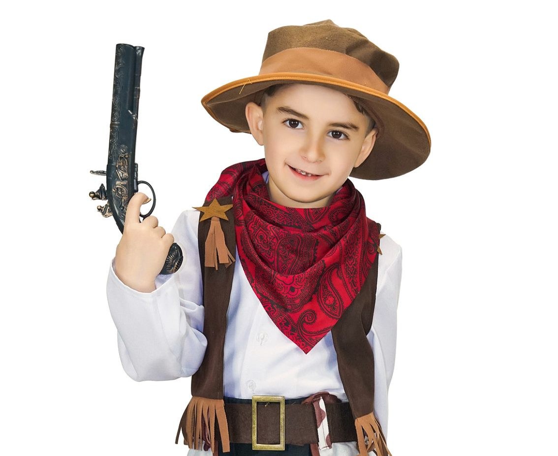 Role play-set for kids Cowboy (vest, pants, scarf, hat, belt) size 130/140 cm