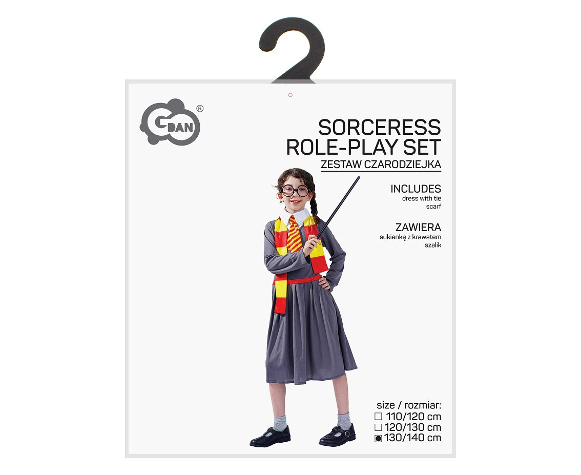 Role play-set for kids Sorceress (dress with tie, scarf) size 130/140 cm
