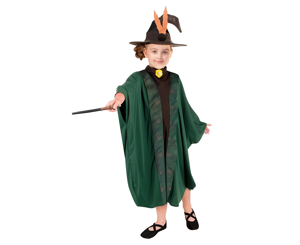 Role play-set for kids Green Sorceress (hat, tunic) size 130/140 cm