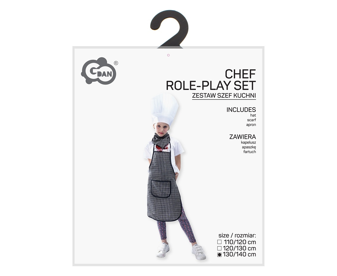 Role play-set for kids Chef (hat, scarf, apron) size 130/140 cm