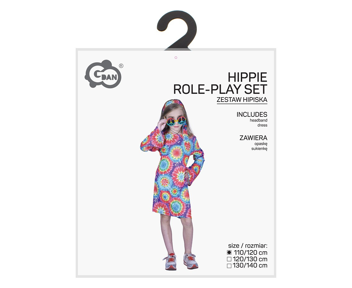 Role play-set for kids Hippie (headband, dress) size 110/120 cm