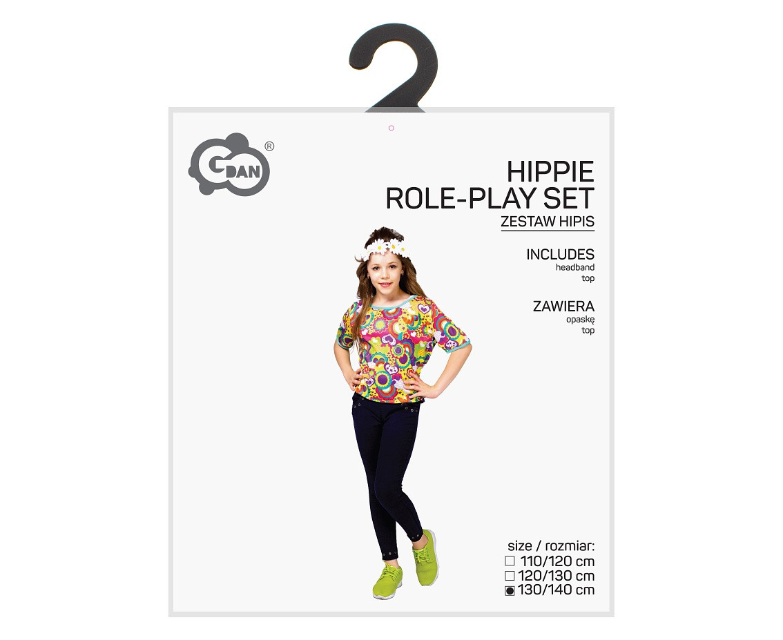 Role play-set for kids Hippie (headband, top) size 130/140 cm