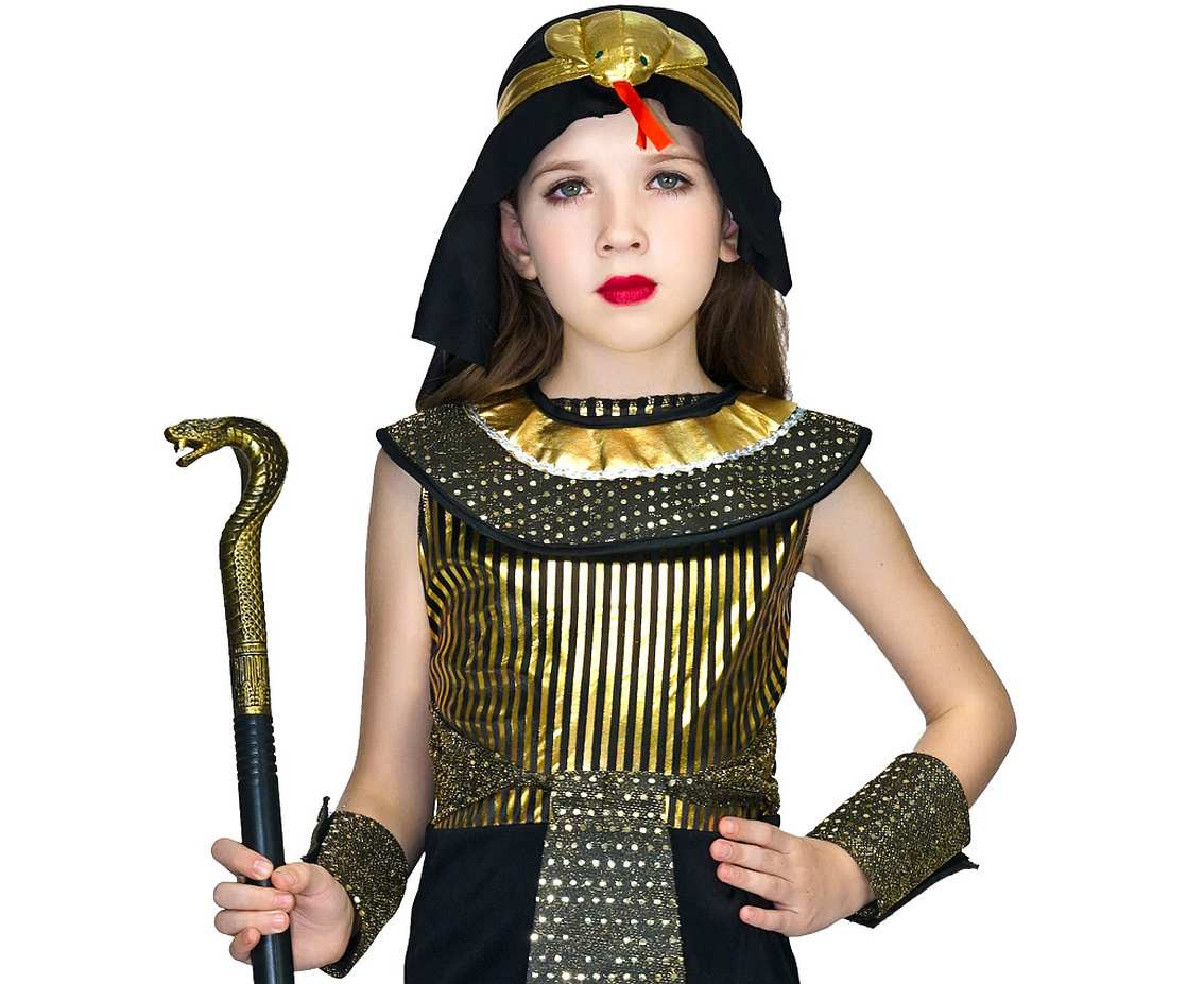 Role play-set for kids Egyptian Queen (headband, arm bands, tunic) size 130/140 cm