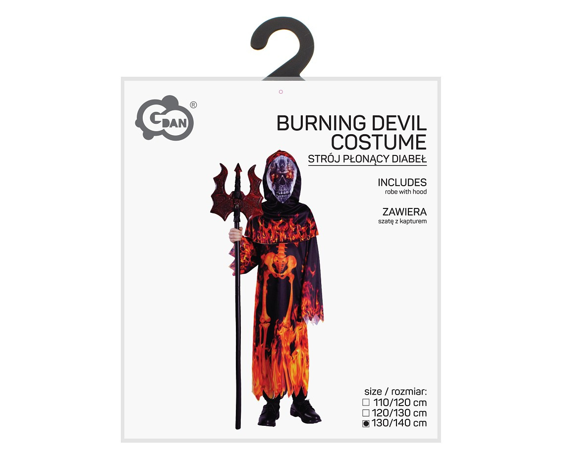 Costume for kids Burning Devil (robe with hood) size 130/140 cm
