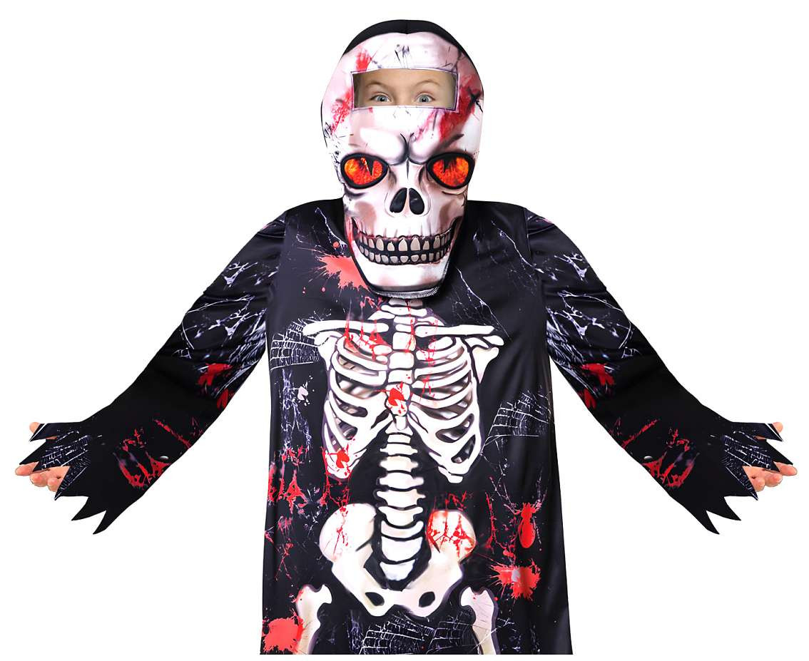 Role play-set for kids Spooky Bonehead (robe, hood) size 130/140 cm