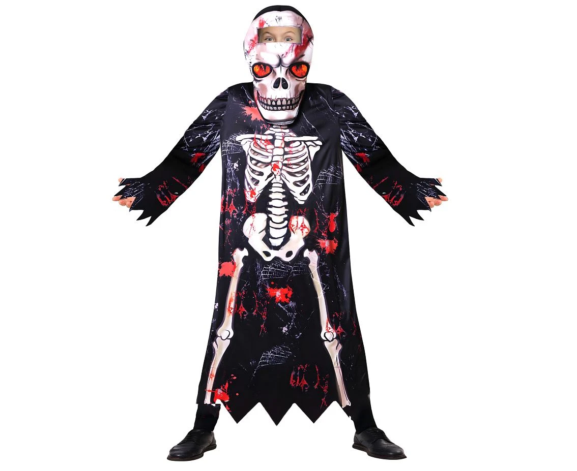 Role play-set for kids Spooky Bonehead (robe, hood) size 130/140 cm