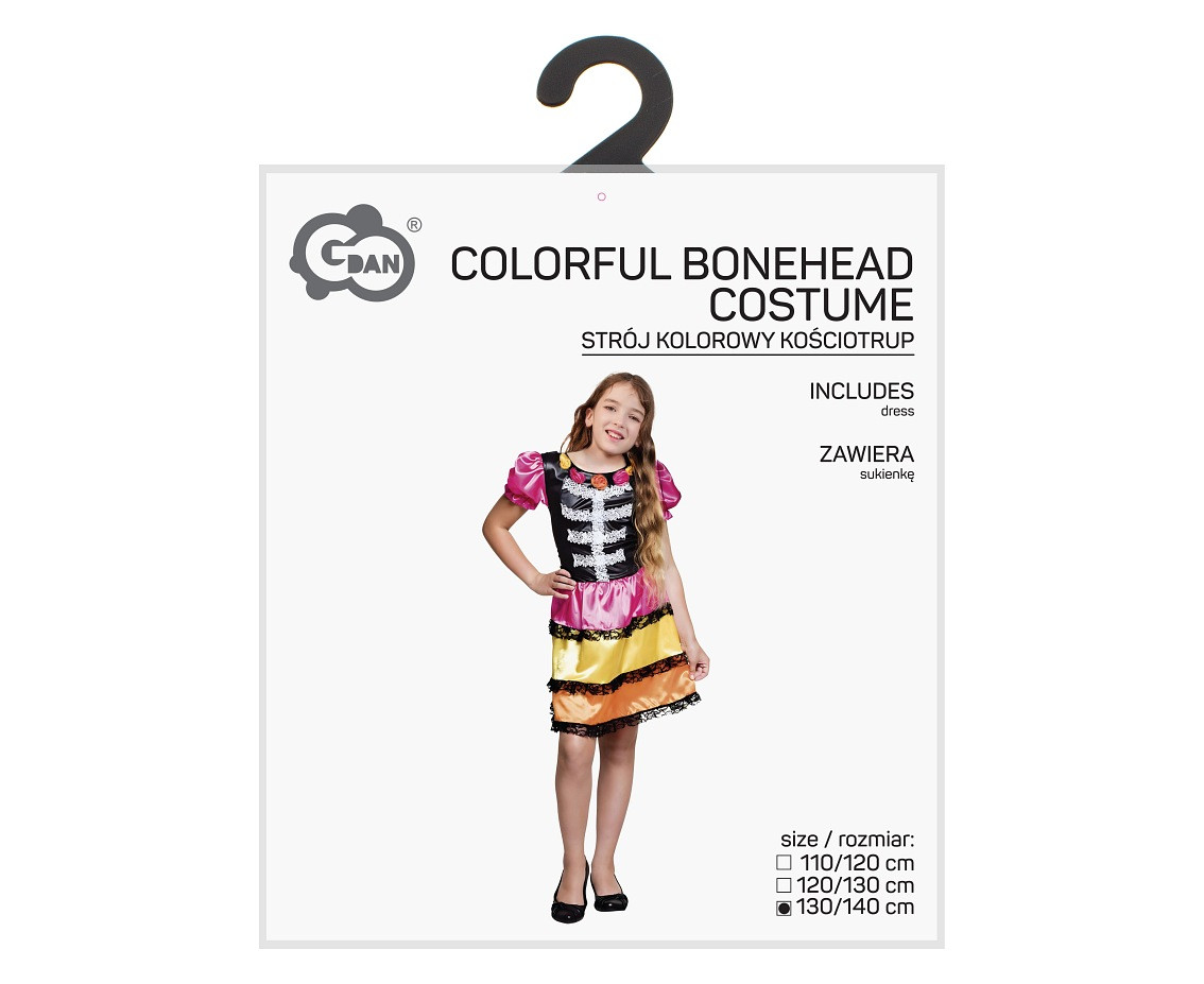 Costume for kids Colorful Bonehead (dress) size 130/140 cm