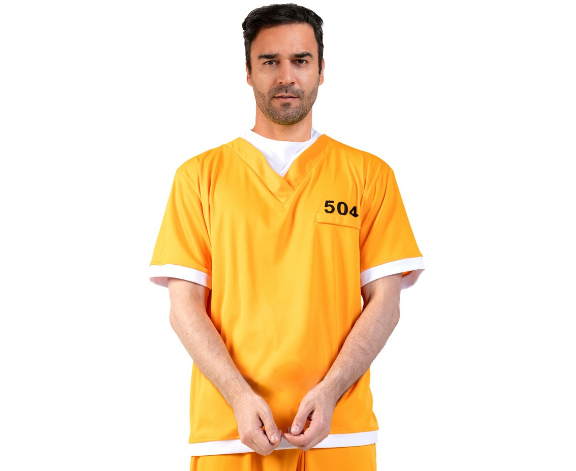 Role play-set for adult Orange prisoner (top, pants) one size
