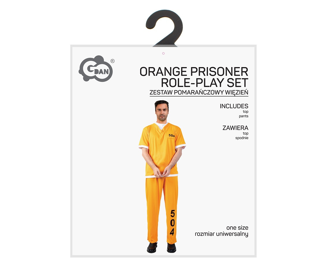 Role play-set for adult Orange prisoner (top, pants) one size