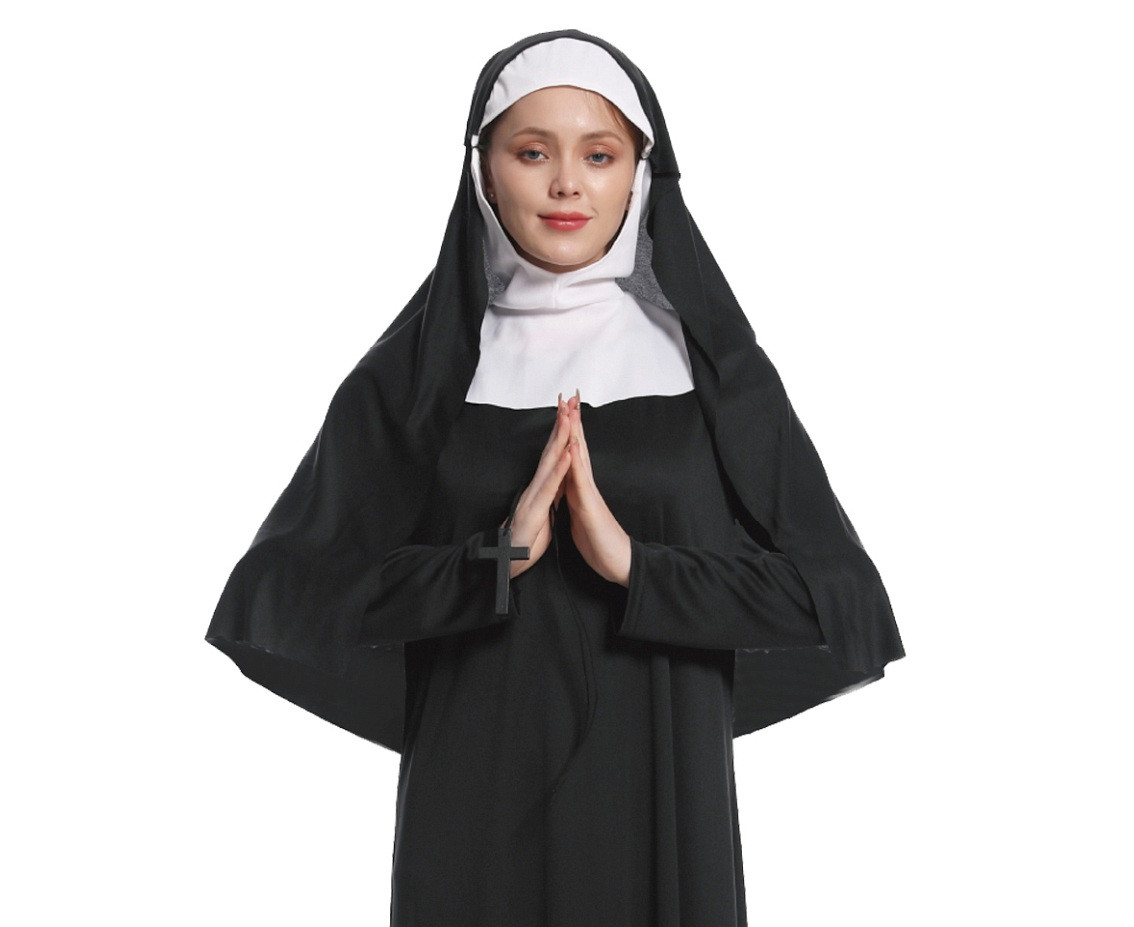 Role play-set for adult Nun (headdress, dress) one size