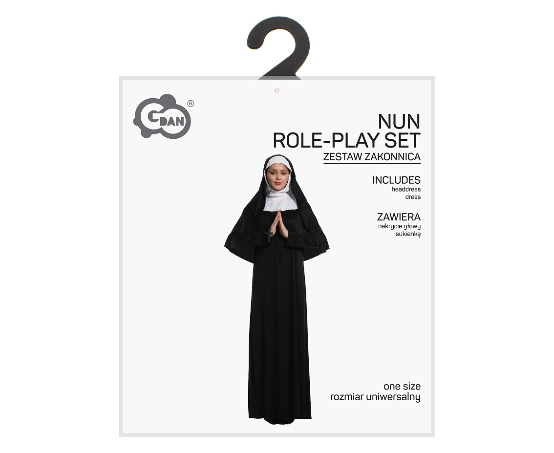 Role play-set for adult Nun (headdress, dress) one size