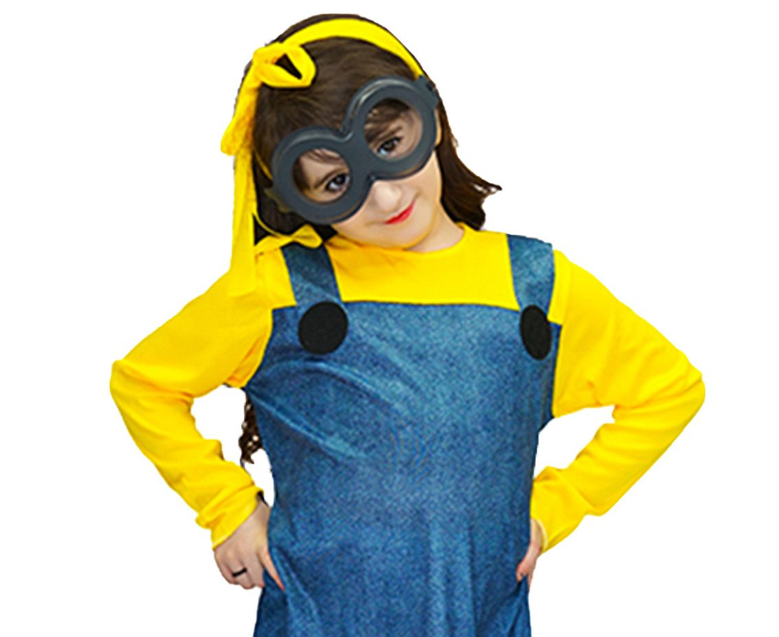 Role play-set for kids Yellow girl (headband, dress, glasses) size 110/120 cm