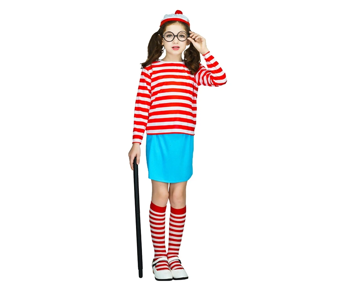 Role play-set for kids Curious Girl (hat, glasses, top, trouser, stockings) size 110/120 cm