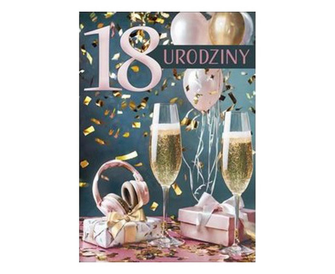POLMAK Card with glitter B6B 117x167 Birthday 18th skin. 761 Photo - Balloons, Boy, Girl