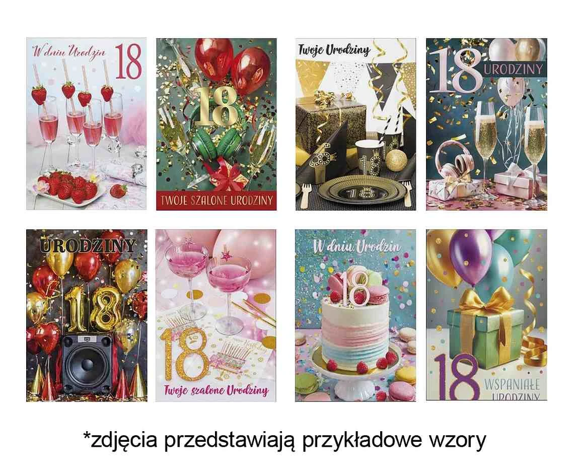 POLMAK Card with glitter B6B 117x167 Birthday 18th skin. 761 Photo - Balloons, Boy, Girl