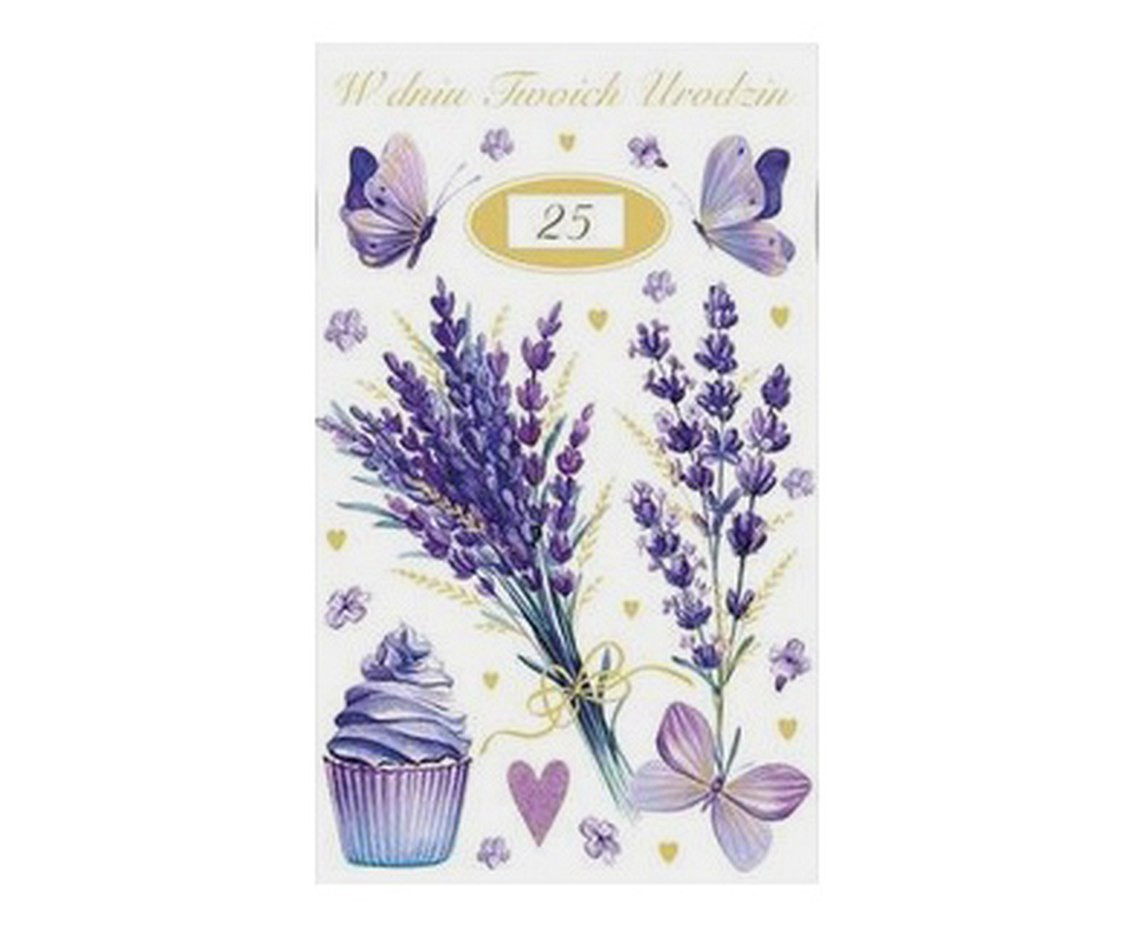 POLMAK Card with numbers on wheels LO 115x190 Birthday set 753 Flowers - Watercolor, Numbers, Feminine, Youth